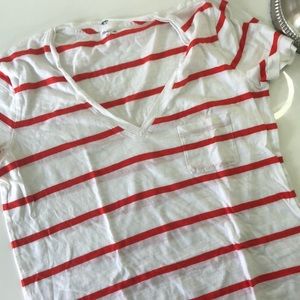 Madewell Striped V Neck Tee